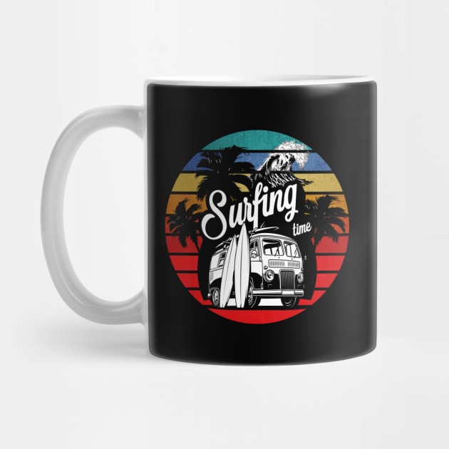 Surfing Time Vibes Retro by JeffDesign